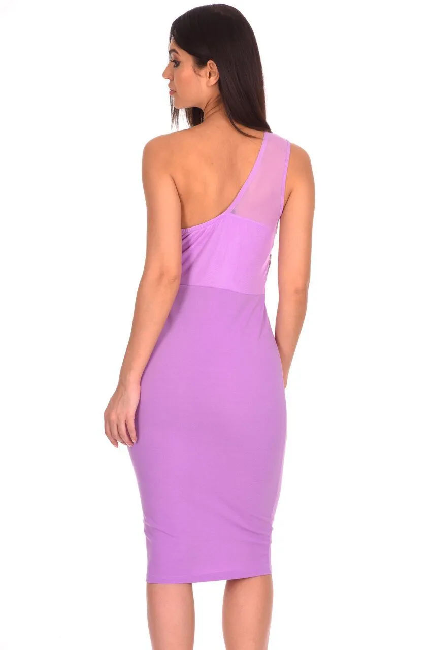 Lilac One Shoulder Sequin Embroidered Bodycon