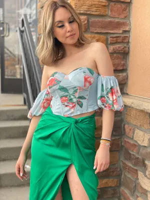 Lili Green Satin Skirt
