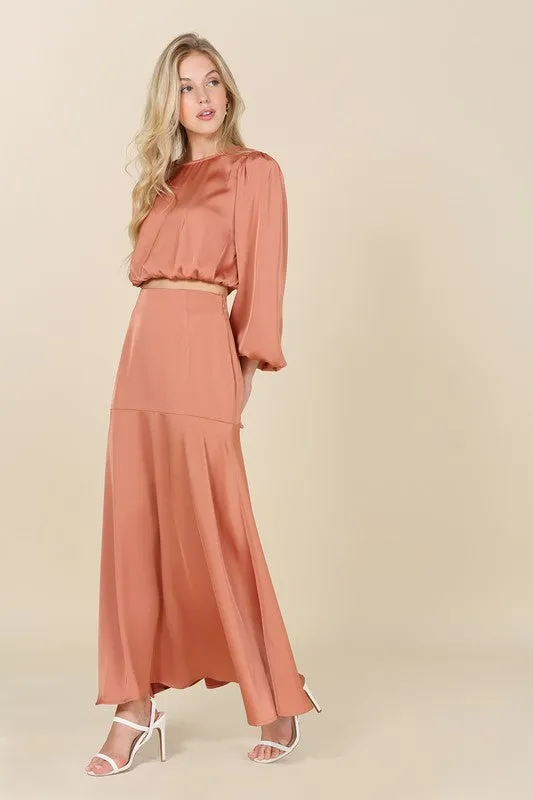 Lilou Dressed up satin two-piece mermaid dress set