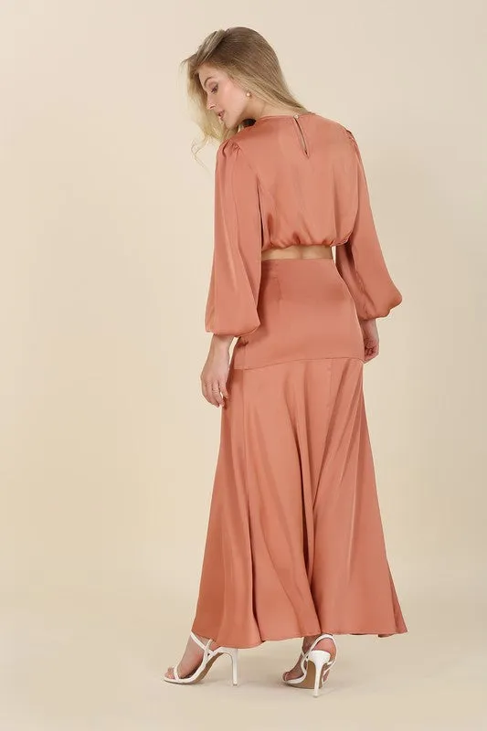 Lilou Dressed up satin two-piece mermaid dress set