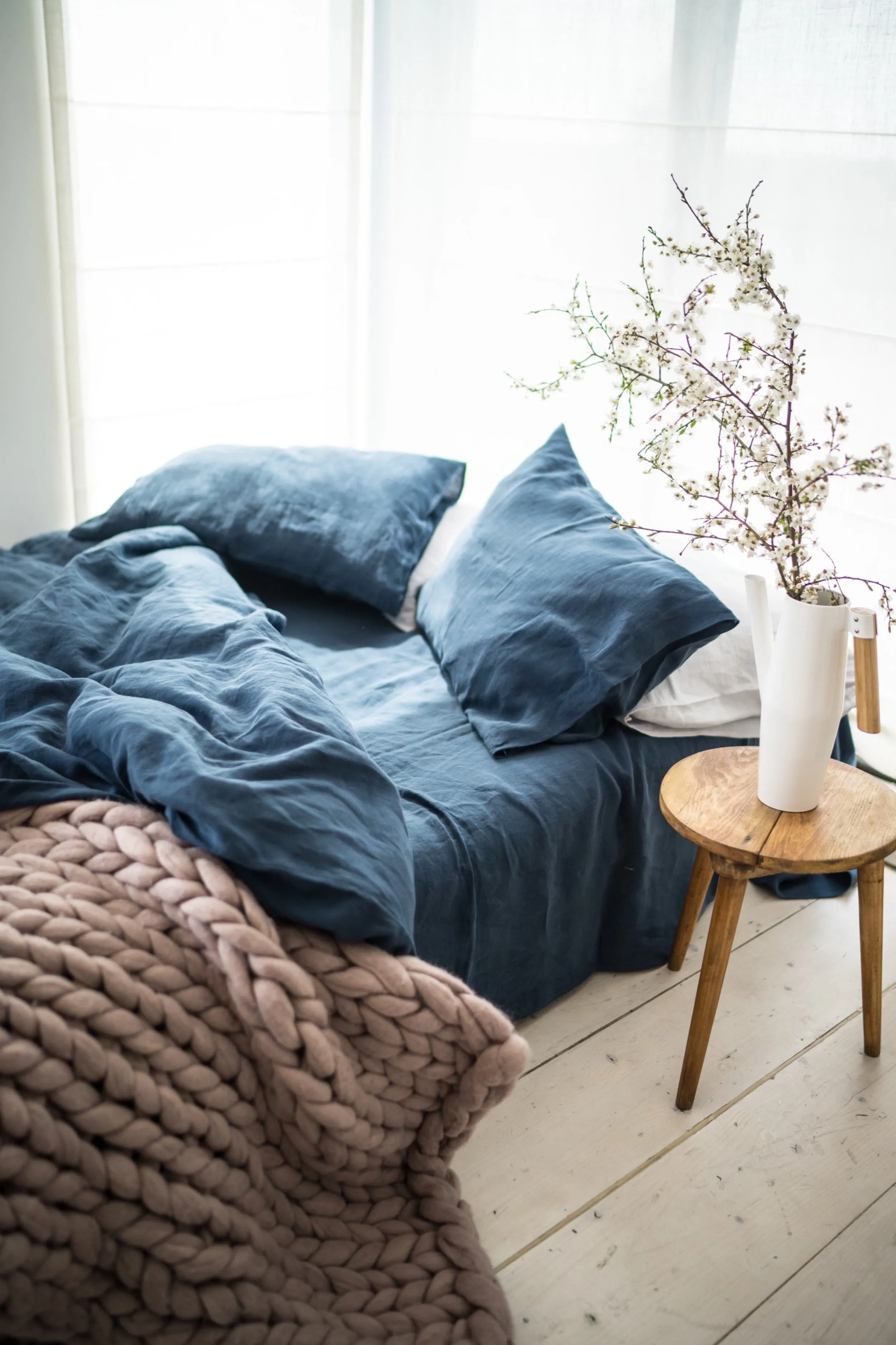 Linen duvet cover - dark blue