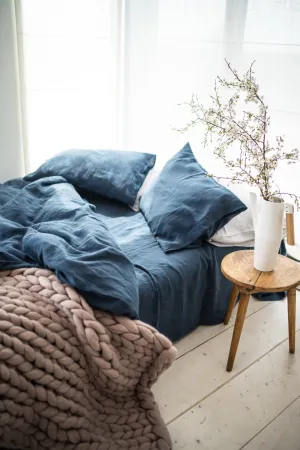 Linen duvet cover - dark blue