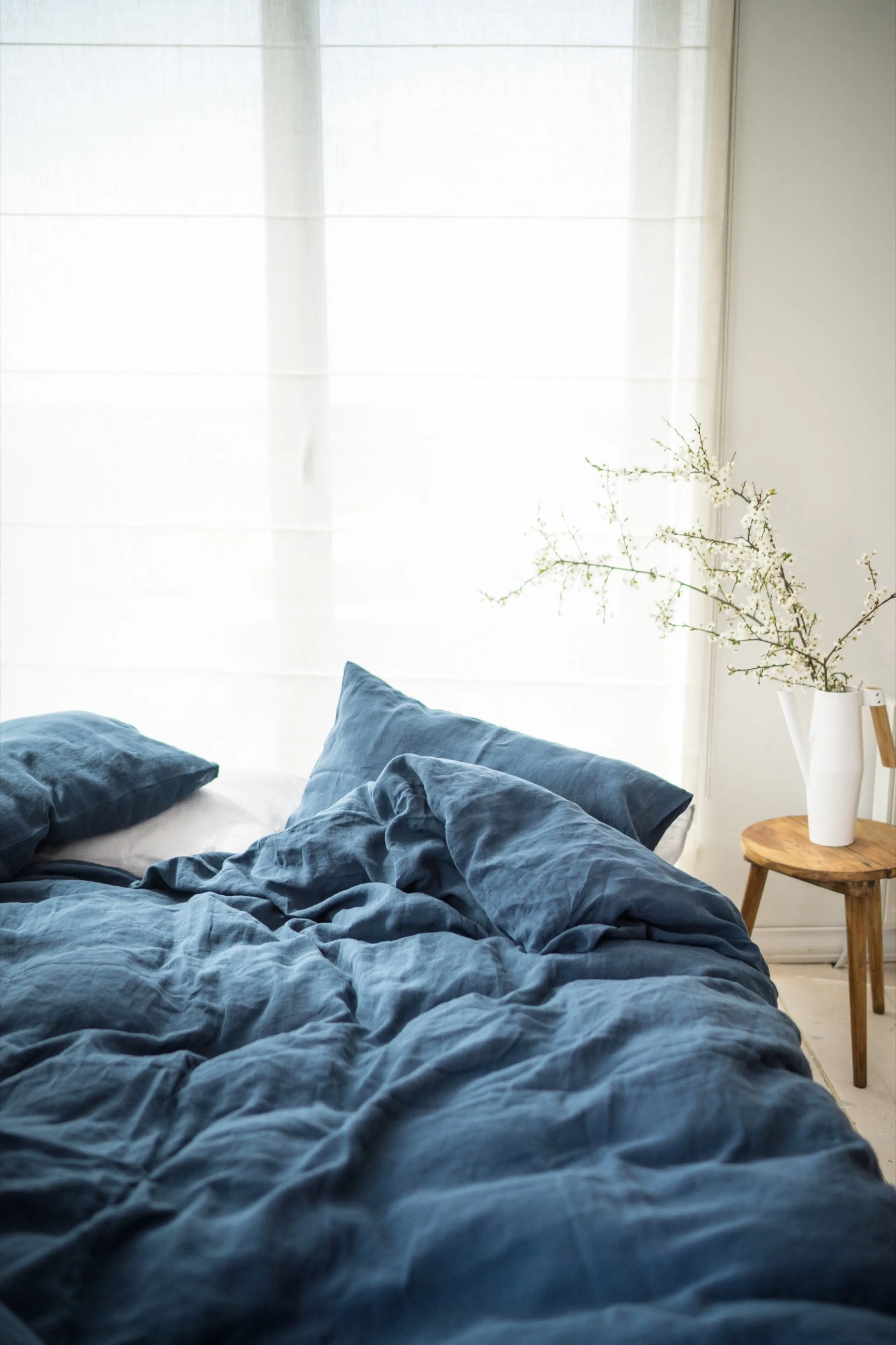 Linen duvet cover - dark blue
