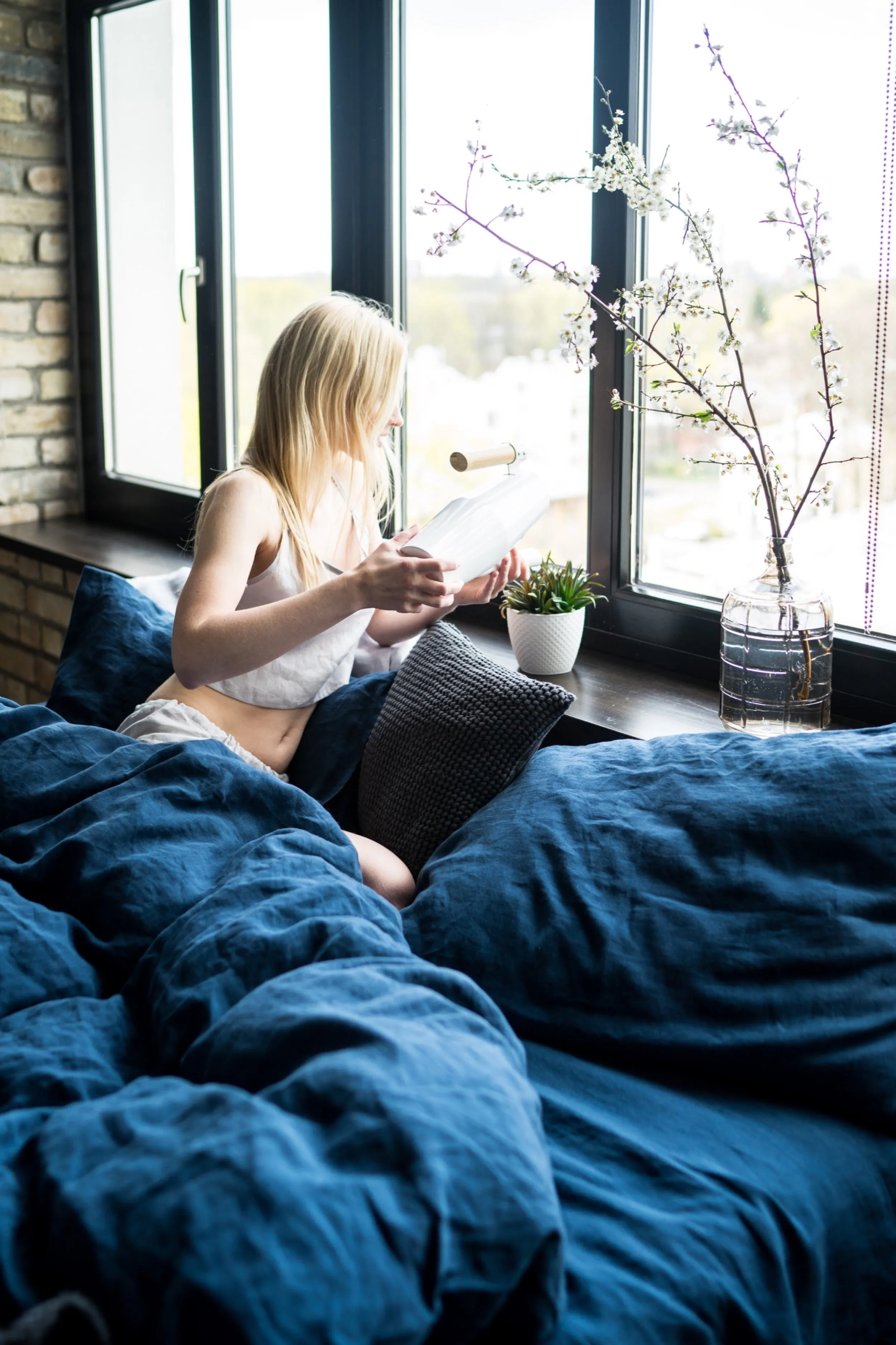 Linen duvet cover - dark blue