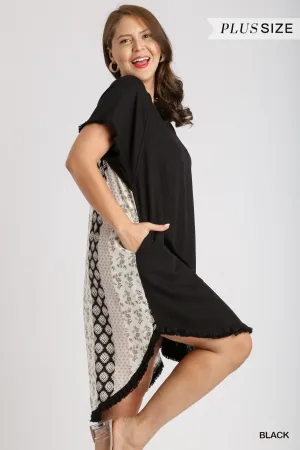 Linen Scoop Neck High Low Hem Dress