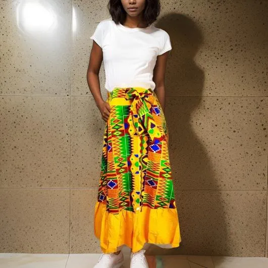 Long African Print Dashiki Skirt