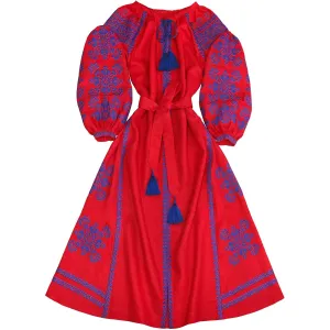 Long embroidered red kaftan