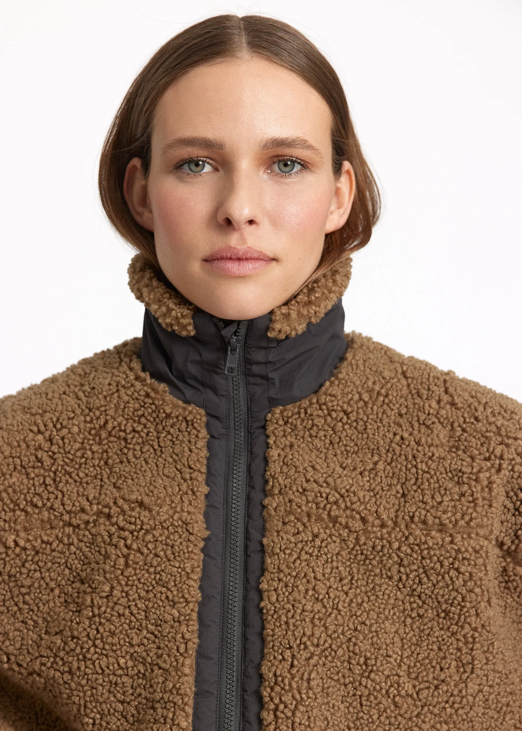 Long Fuzzy coat Larvik - khaki