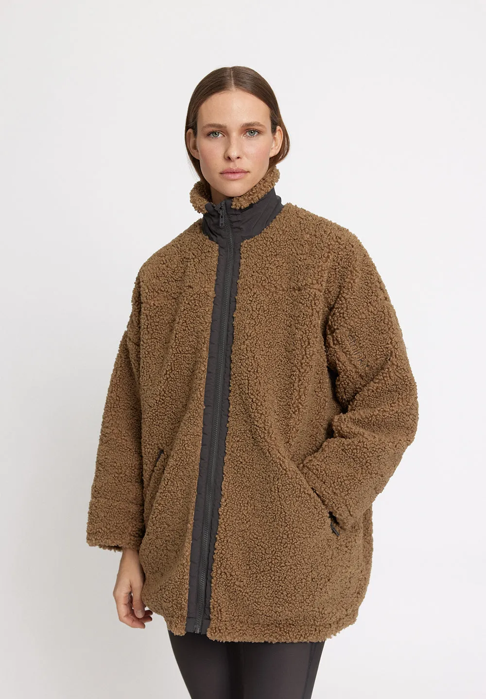 Long Fuzzy coat Larvik - khaki