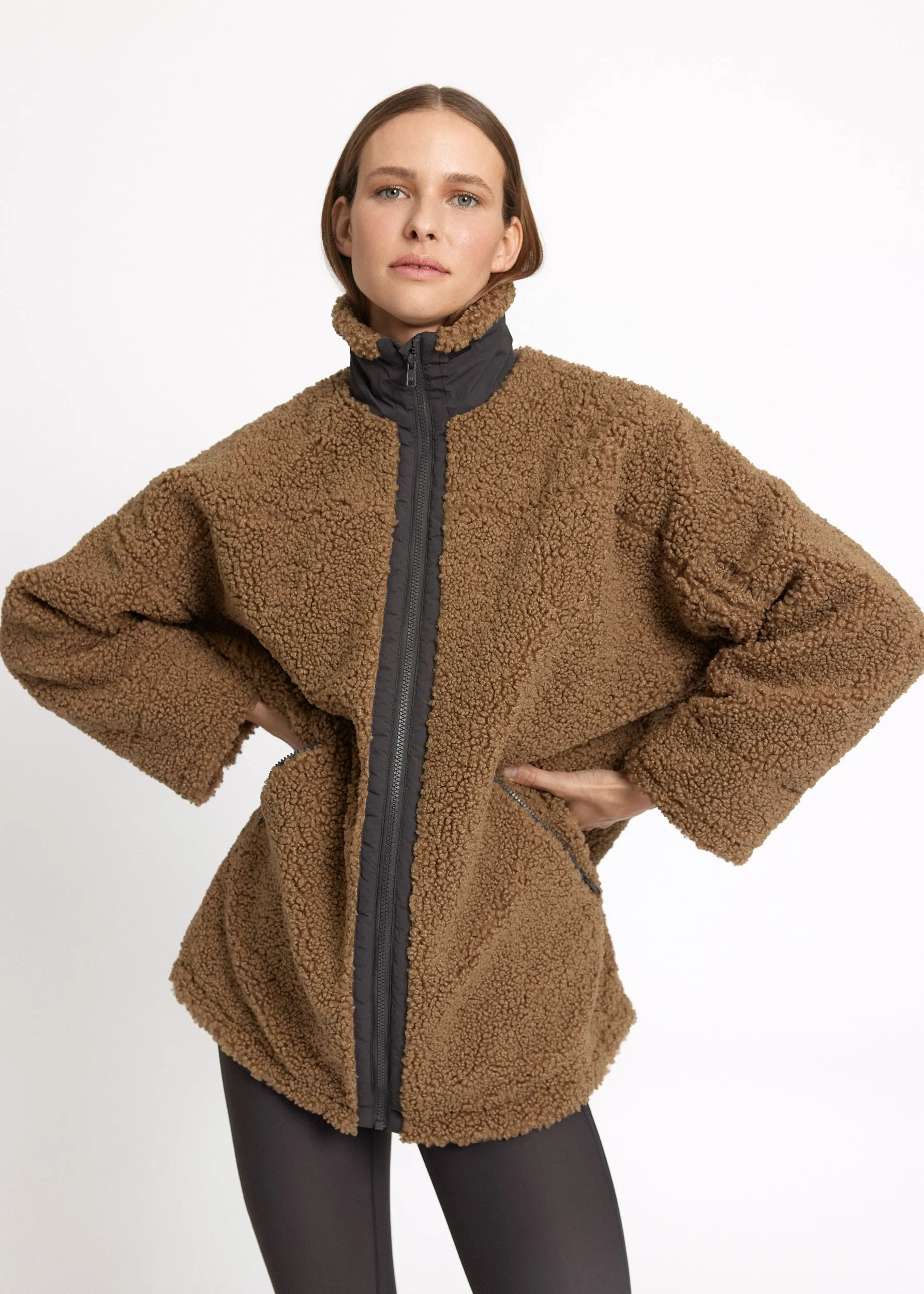 Long Fuzzy coat Larvik - khaki