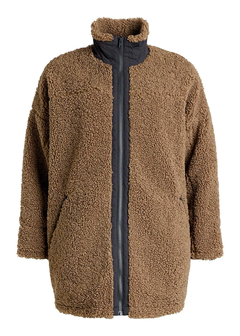 Long Fuzzy coat Larvik - khaki
