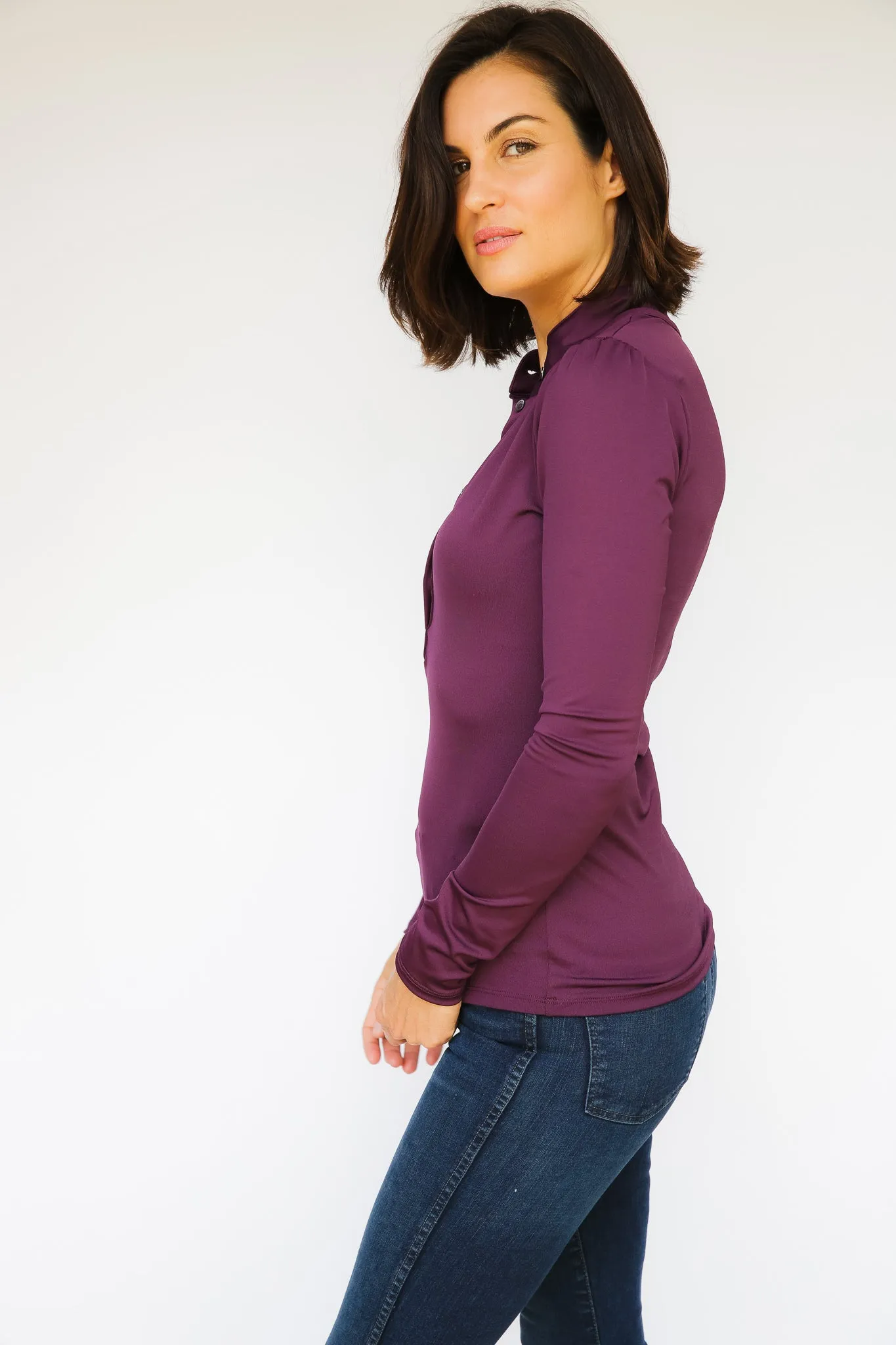 Long Sleeve Jessica Shirt - Eggplant