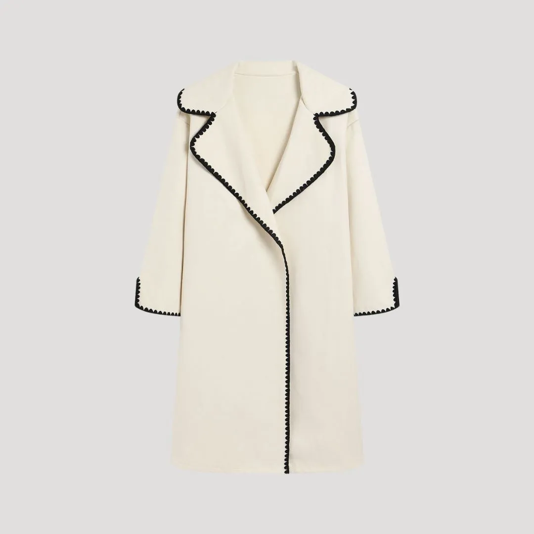 Longline Coat – Contrast Trim – Elegant City Style