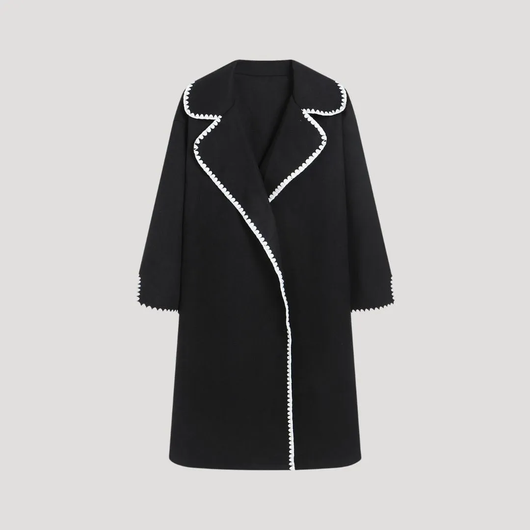 Longline Coat – Contrast Trim – Elegant City Style