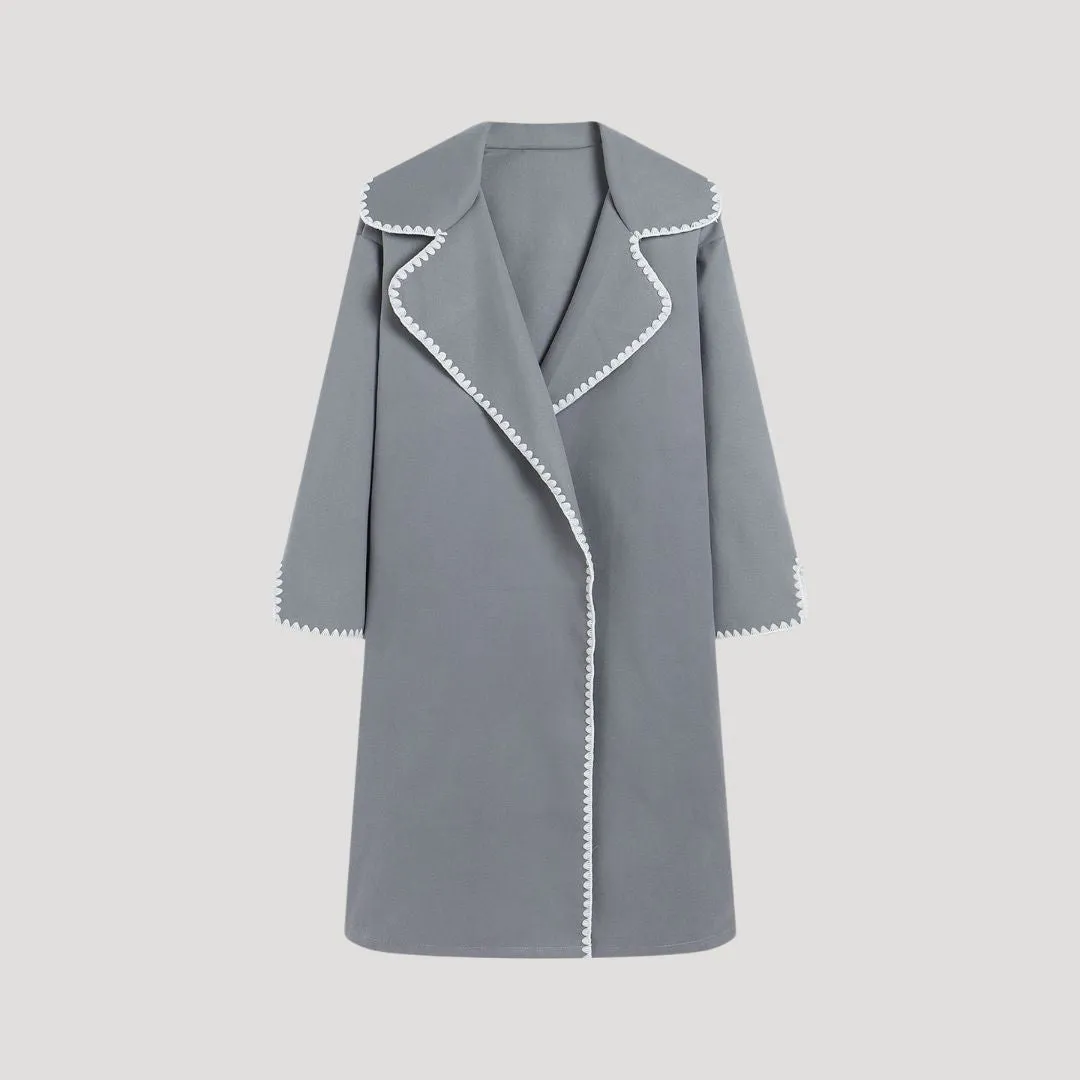 Longline Coat – Contrast Trim – Elegant City Style