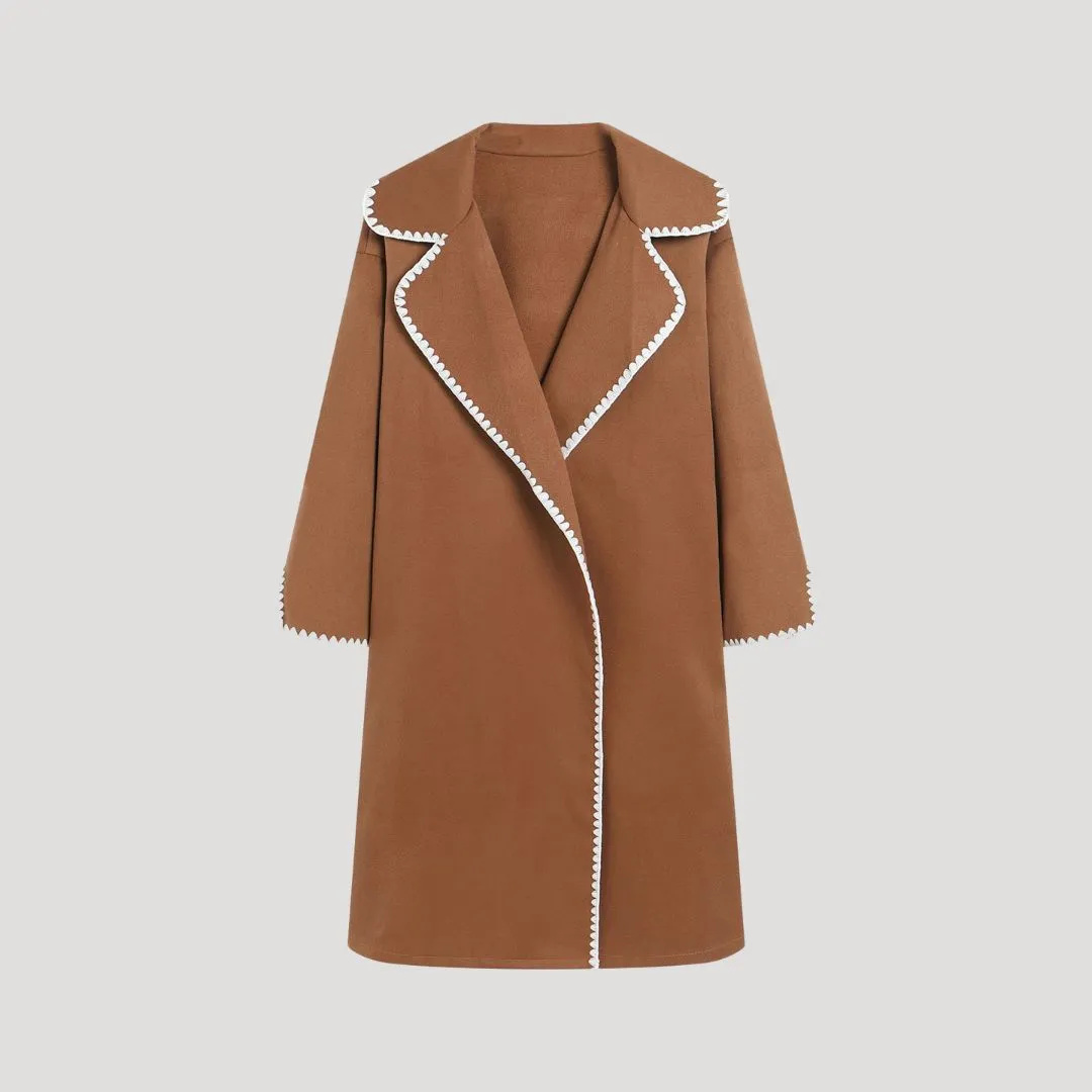 Longline Coat – Contrast Trim – Elegant City Style