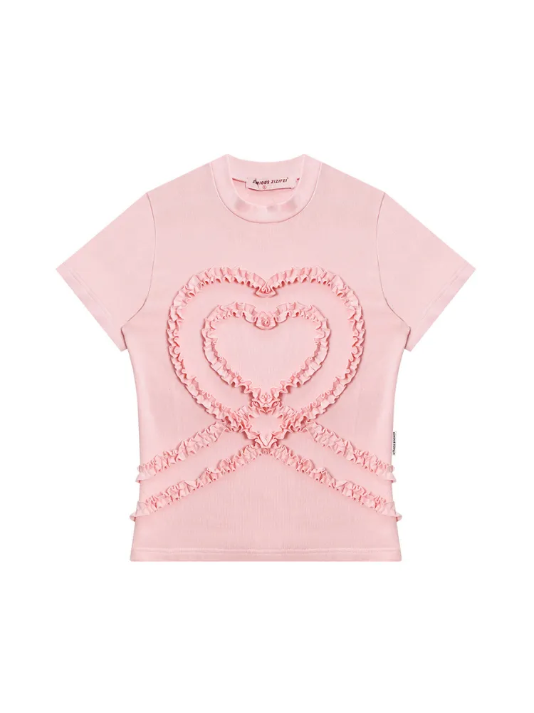 Love Ruffle Heart Short Sleeve Top