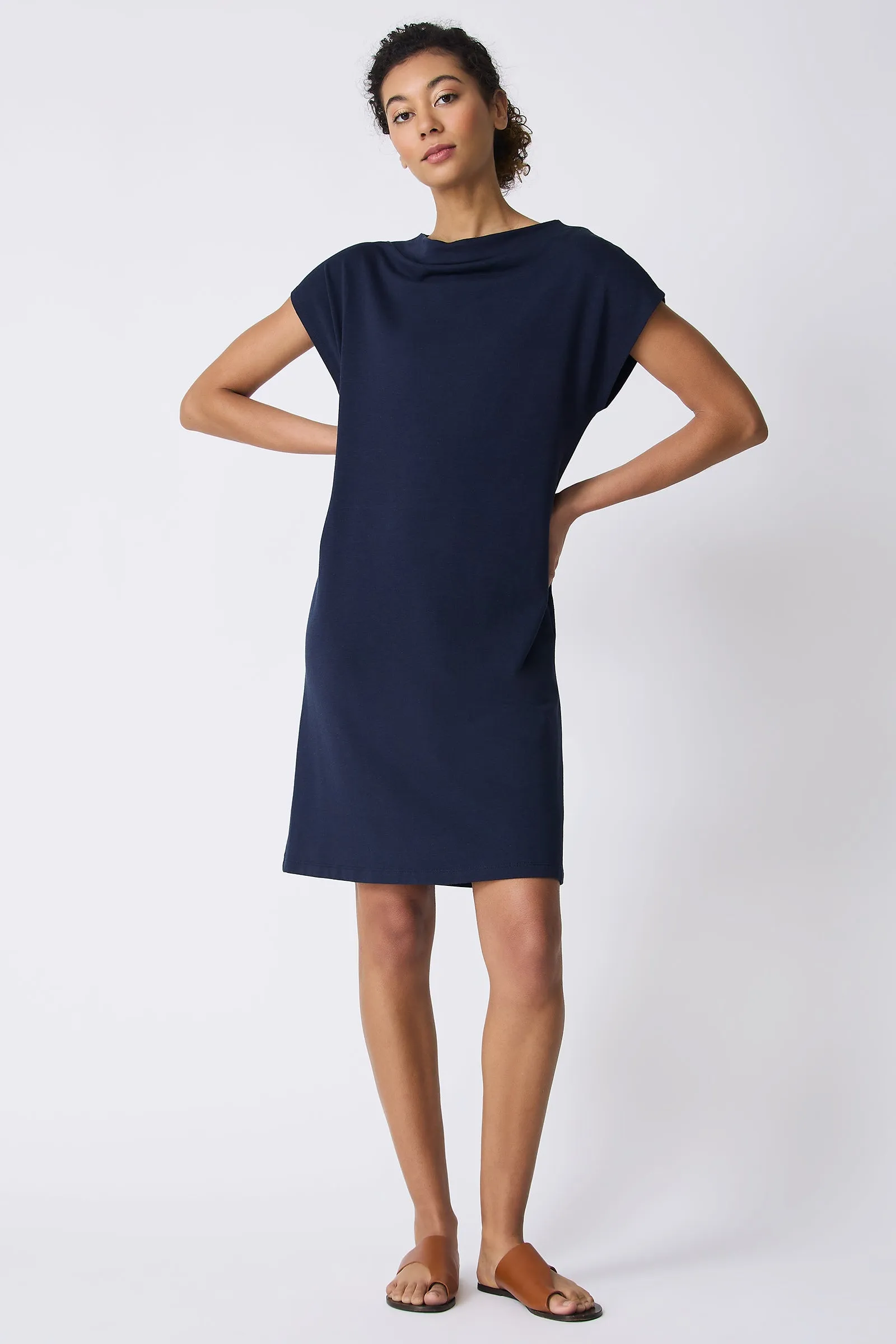 Luca Cowl Dress - Navy