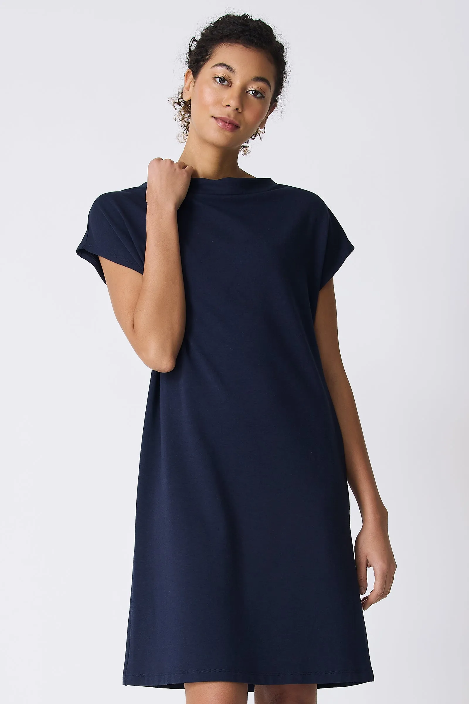 Luca Cowl Dress - Navy