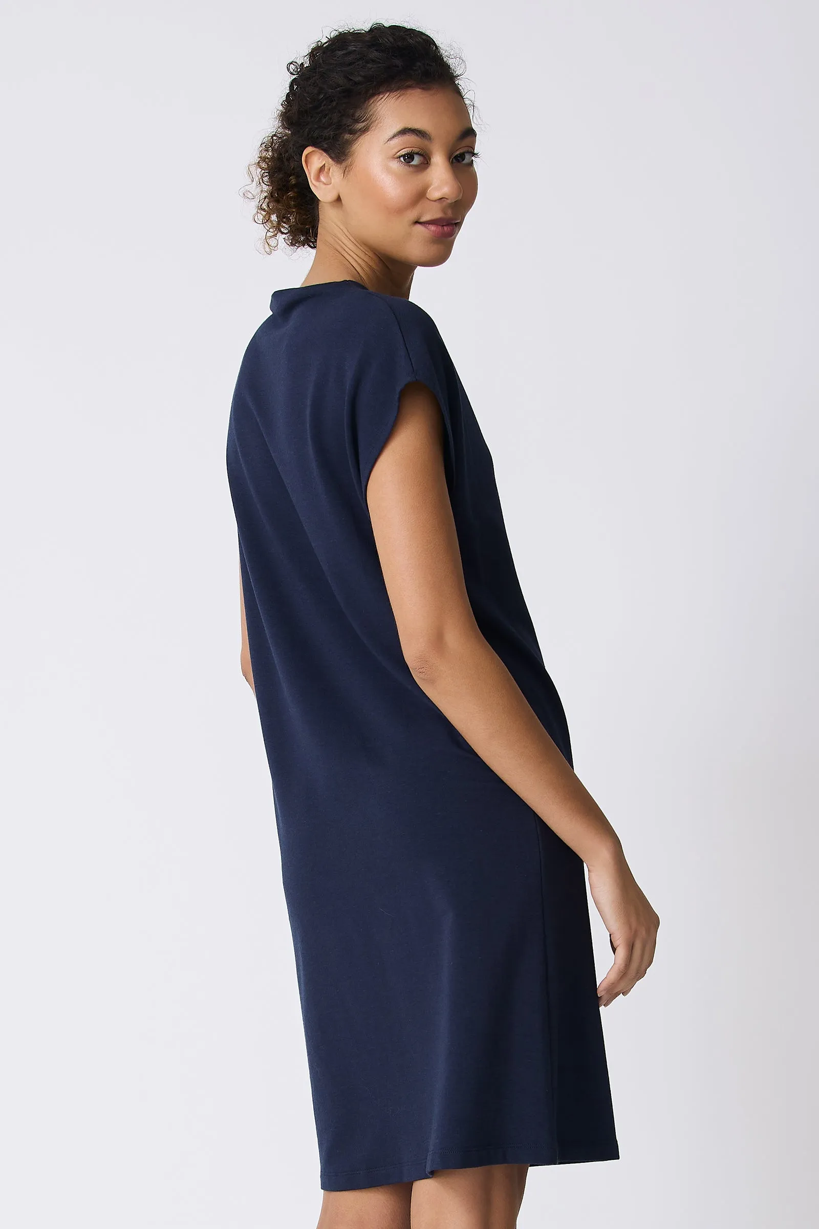 Luca Cowl Dress - Navy