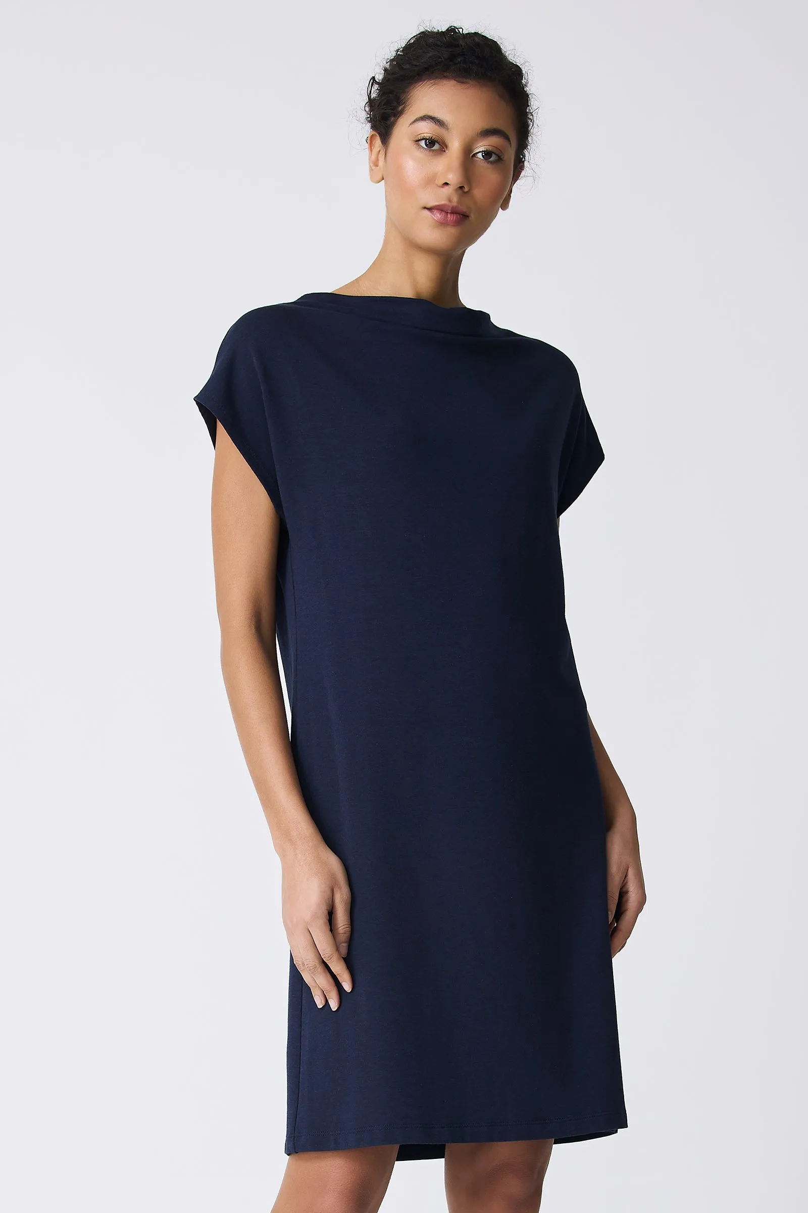 Luca Cowl Dress - Navy