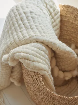 Luxury Bedspread Chunky Woven in Merino Wool Osmio 75x37