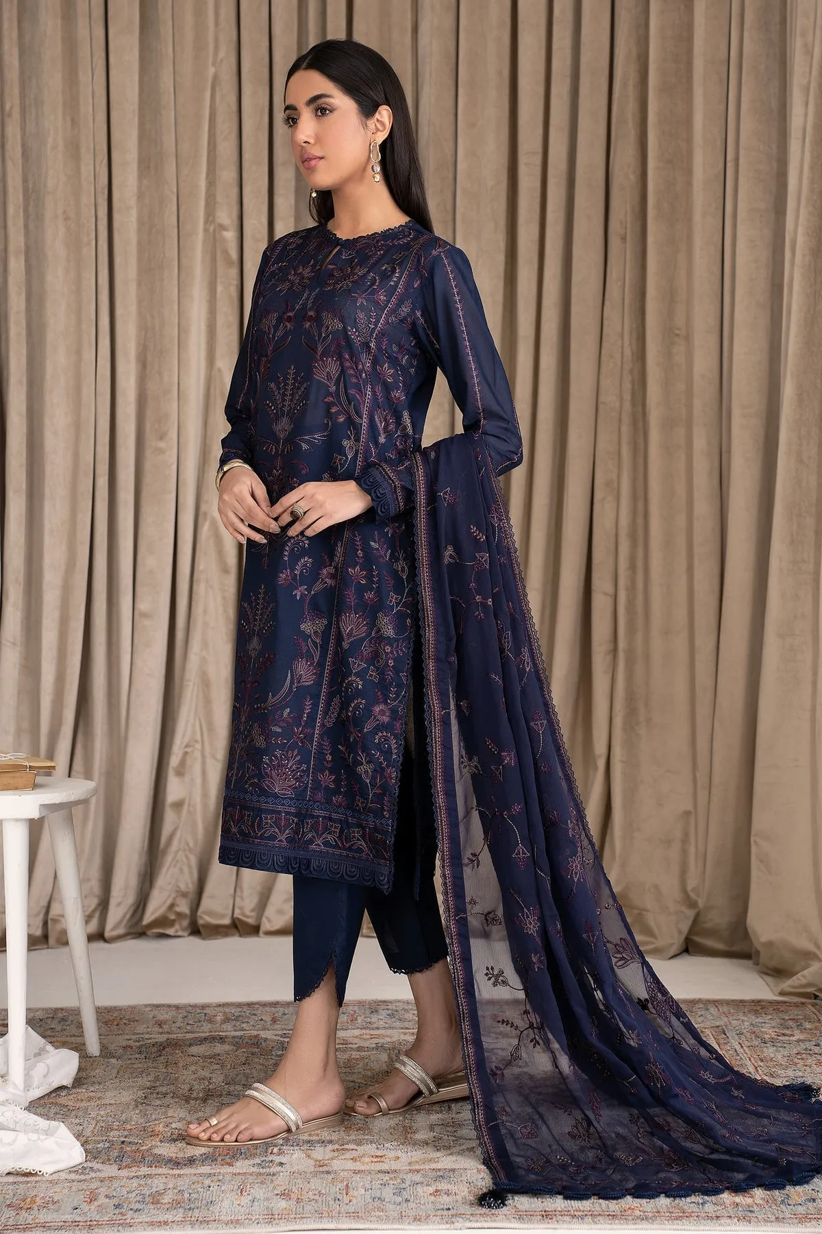 Luxury Deep Blue Pakistani Salwar Suit in Embroidered Salwar Kameez