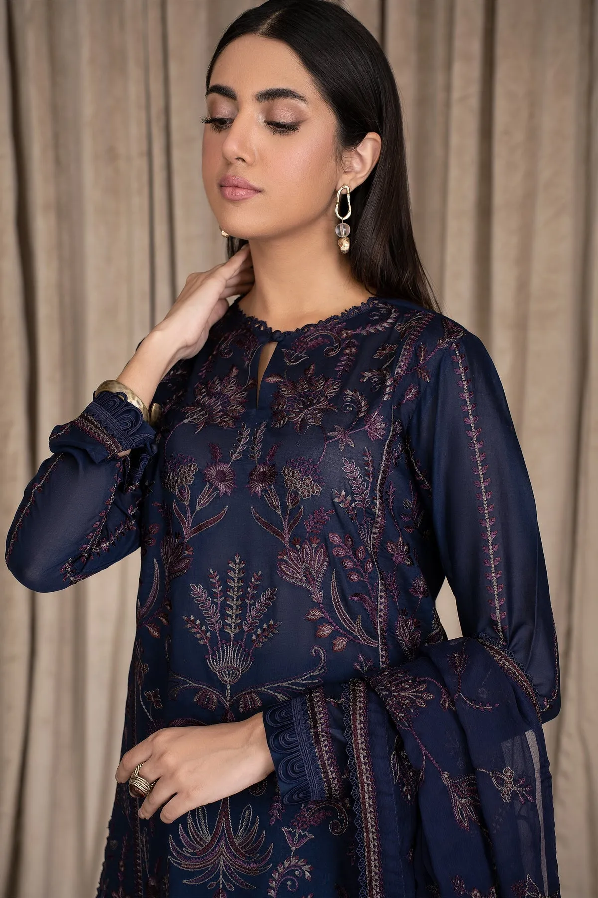 Luxury Deep Blue Pakistani Salwar Suit in Embroidered Salwar Kameez