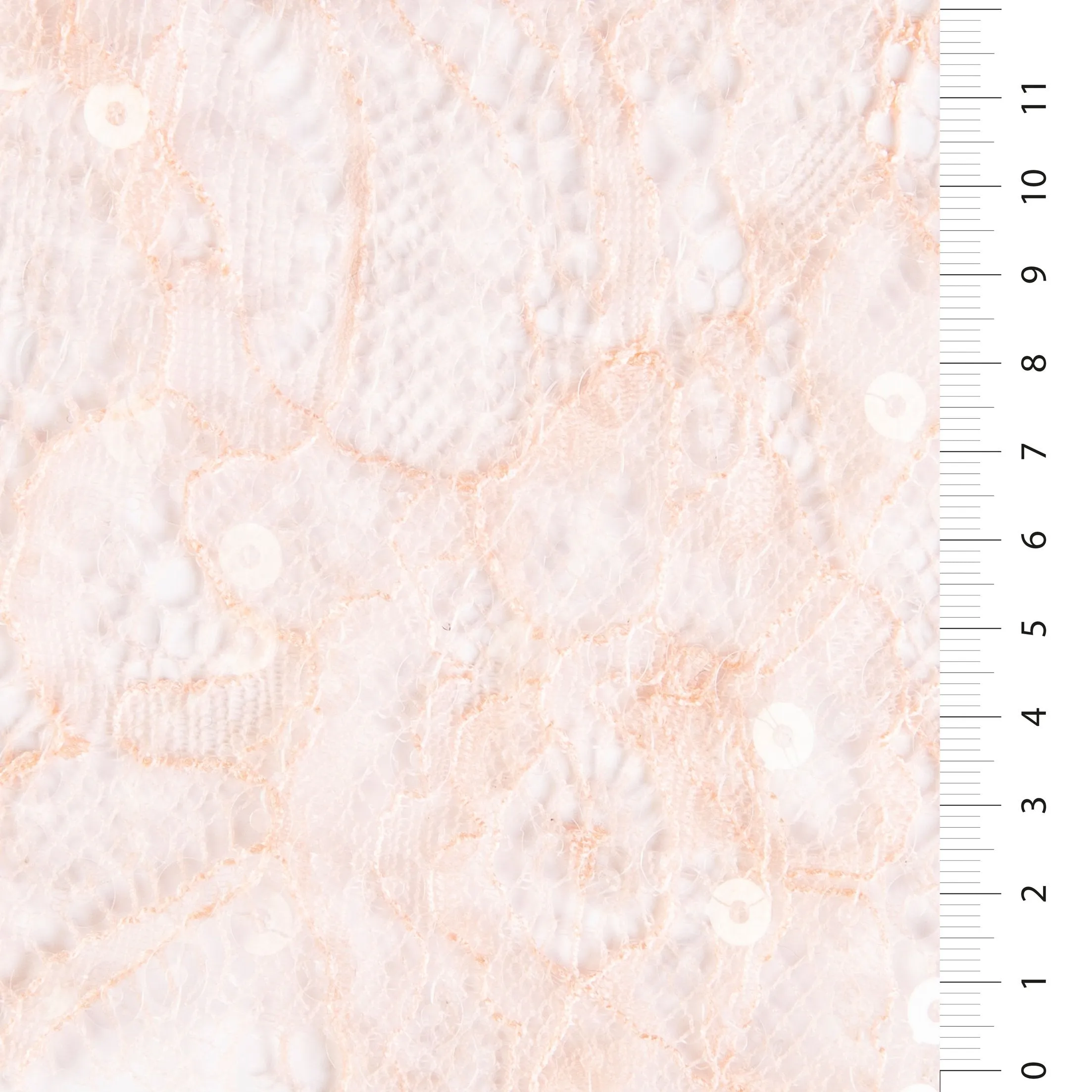 Lyon Style Soft Lace Salmon Fabric With Sequin Decoration