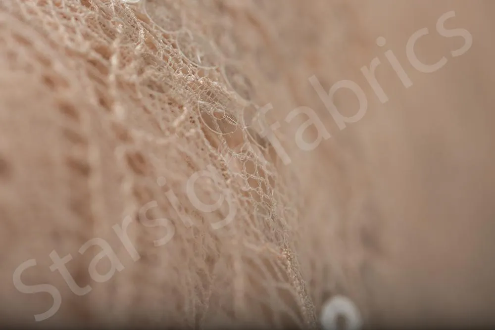 Lyon Style Soft Lace Salmon Fabric With Sequin Decoration