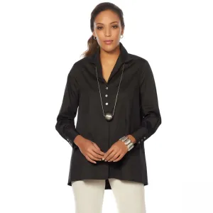 MarlaWynne Women's Sharkbite Poplin Shirt With Button Detail