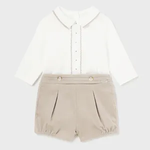 Mayoral Boys Velvet Shorts & Shirt Set
