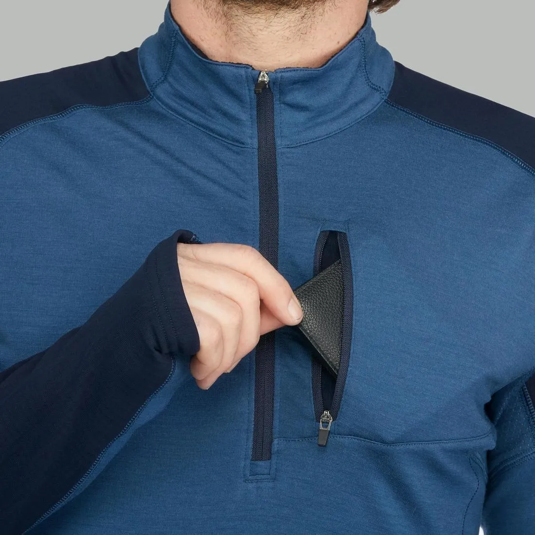 Men's Long-Sleeved Merino T-Shirt - Blue