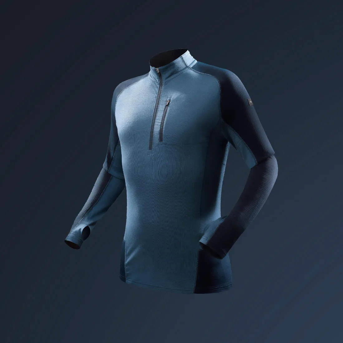 Men's Long-Sleeved Merino T-Shirt - Blue