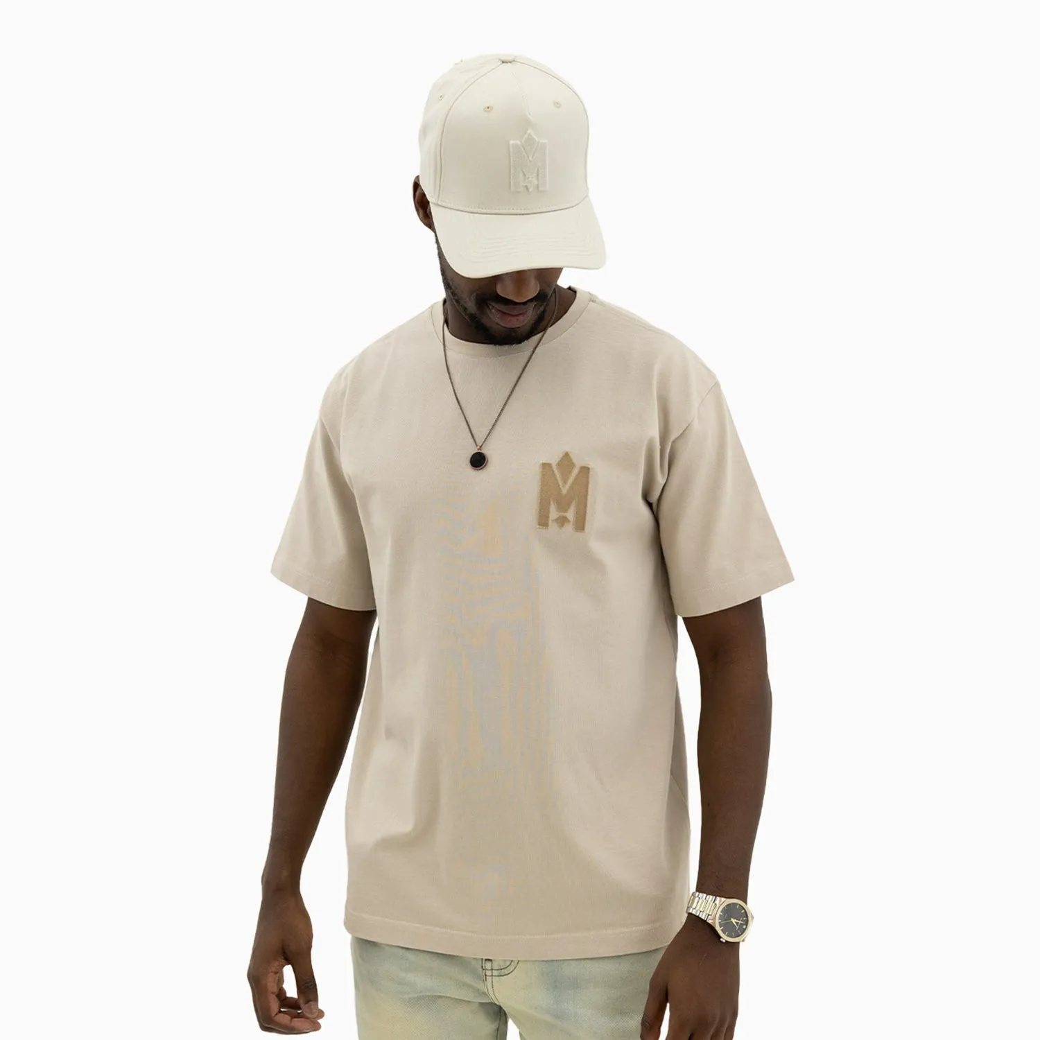 Men's Short Sleeve T-Shirt With Velvet Embroidery
