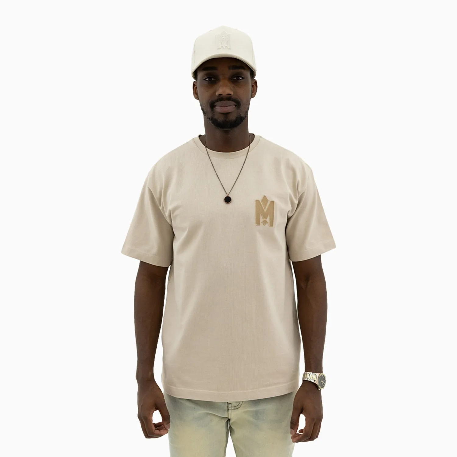 Men's Short Sleeve T-Shirt With Velvet Embroidery