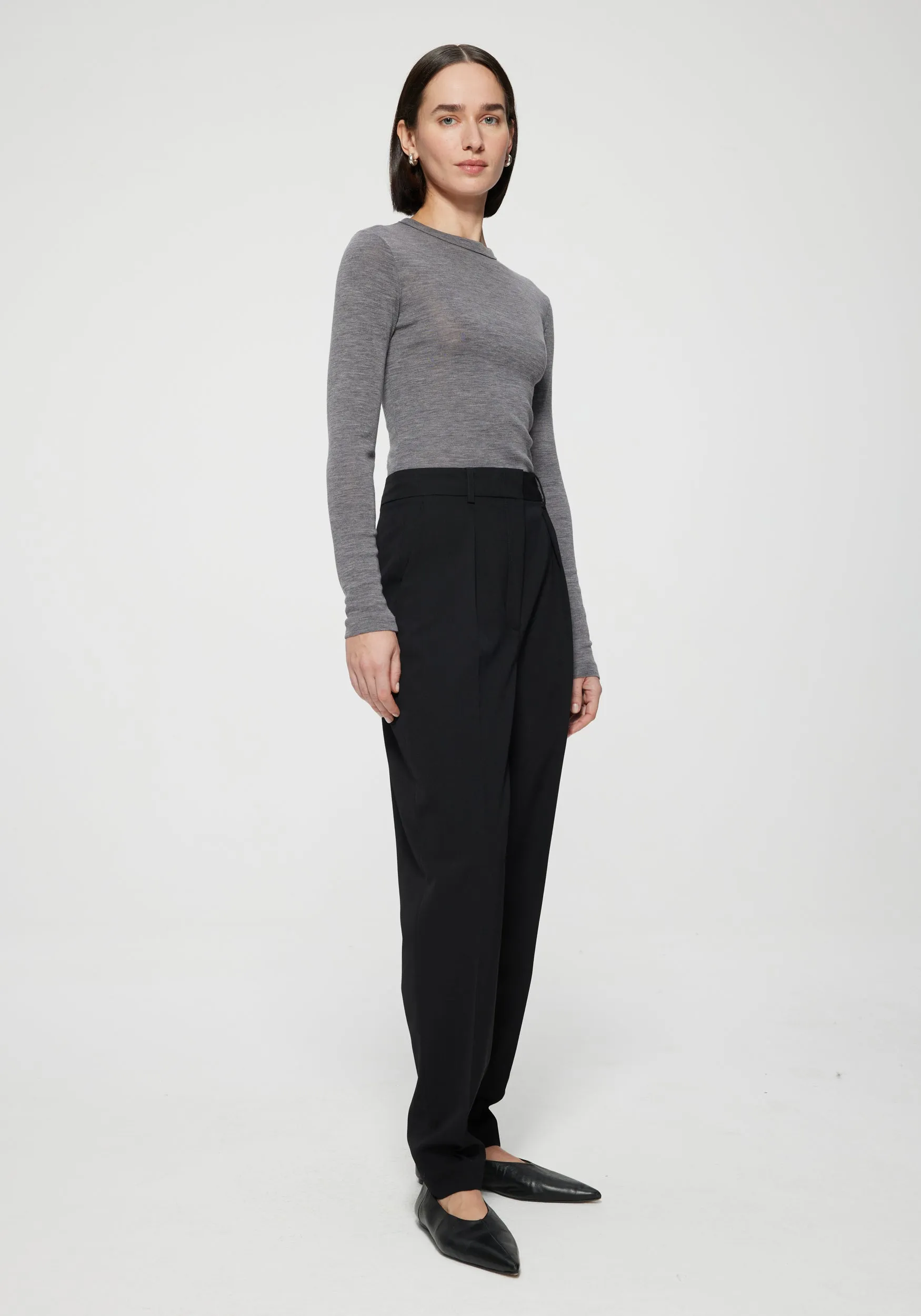 Merino Long Sleeve in Grey Melange