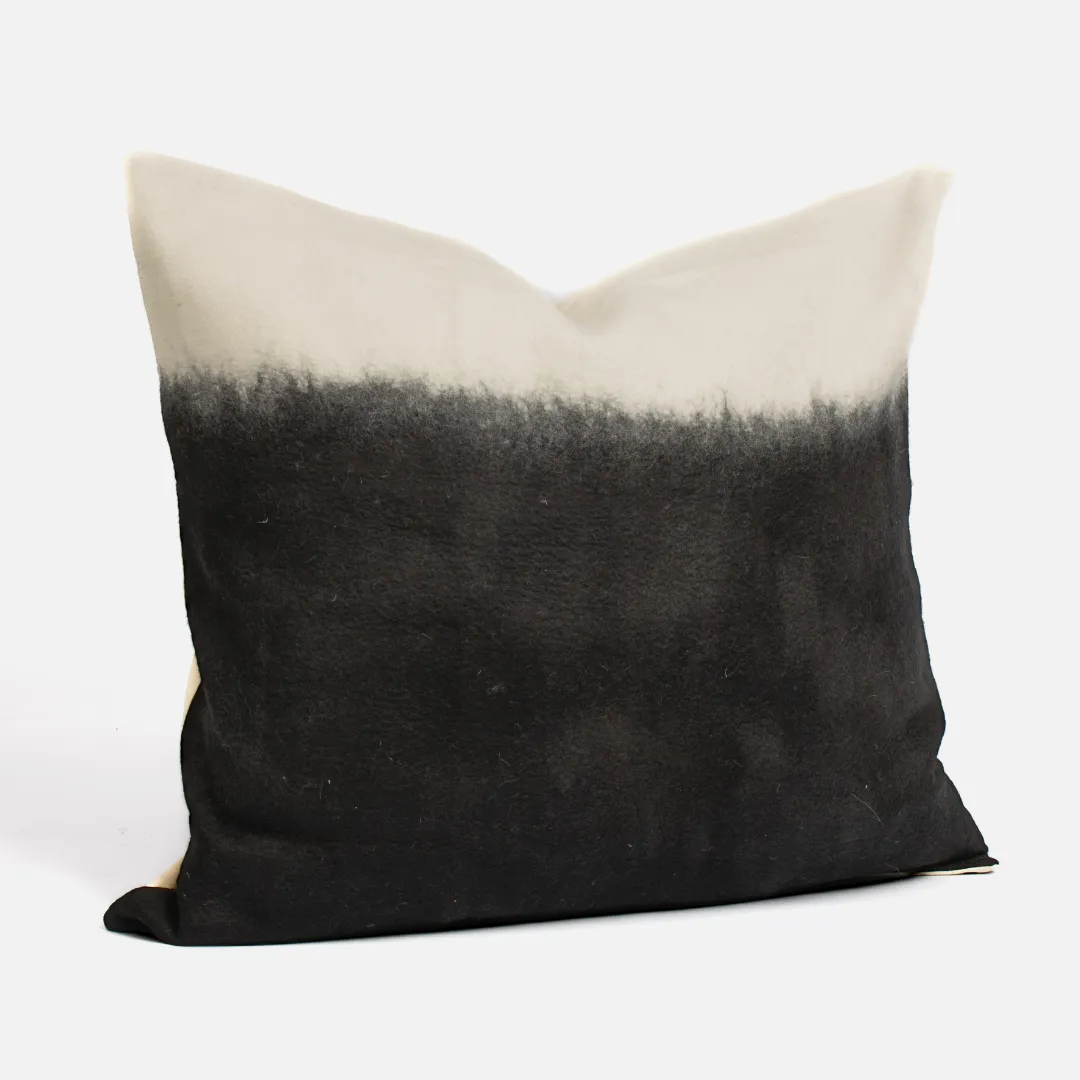 Merino Wool Cushion Cover 60cm x 60cm - Black to Ivory