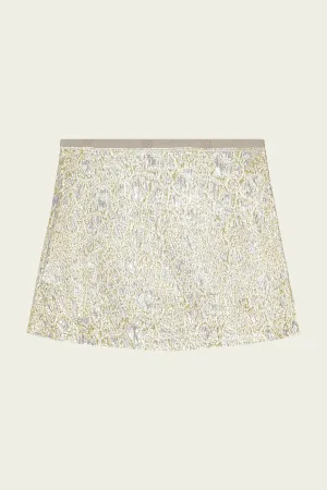 Metallic Cloque Mini Skirt in Gold Silver