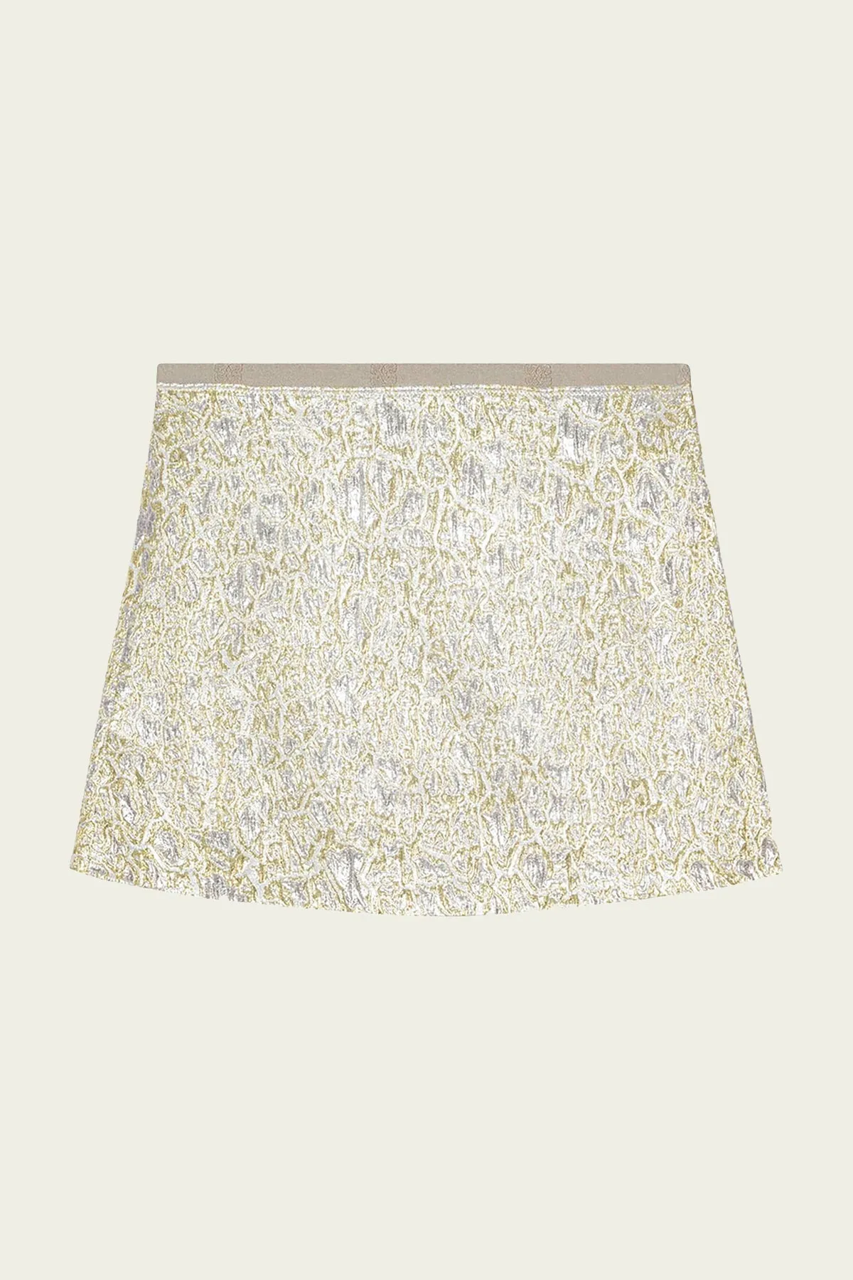 Metallic Cloque Mini Skirt in Gold Silver