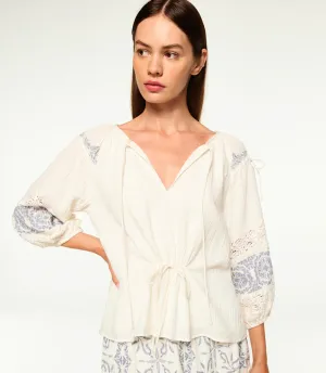 Micah Top Ivory Embroidered
