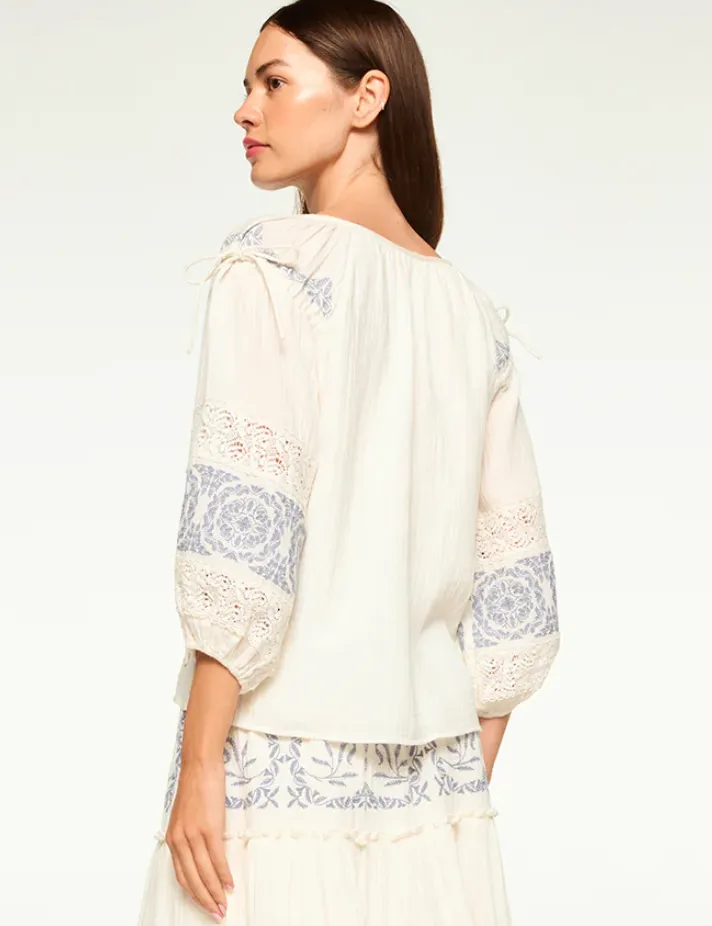 Micah Top Ivory Embroidered
