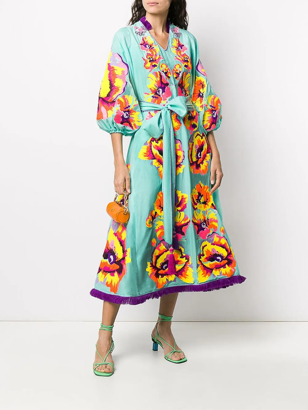 Mint Embroidered Flowered dress