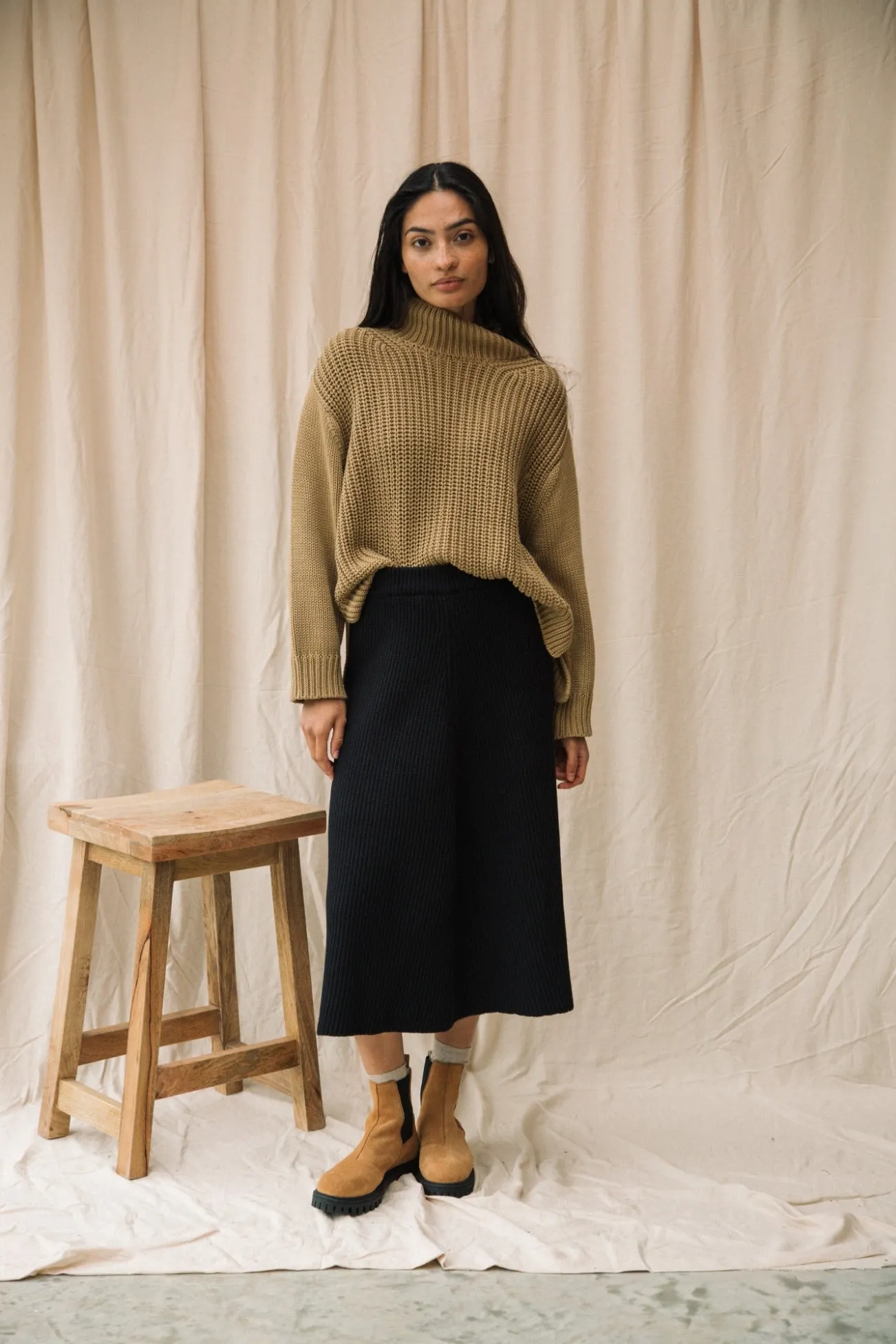 Mio Organic Cotton Knitted Skirt in Black