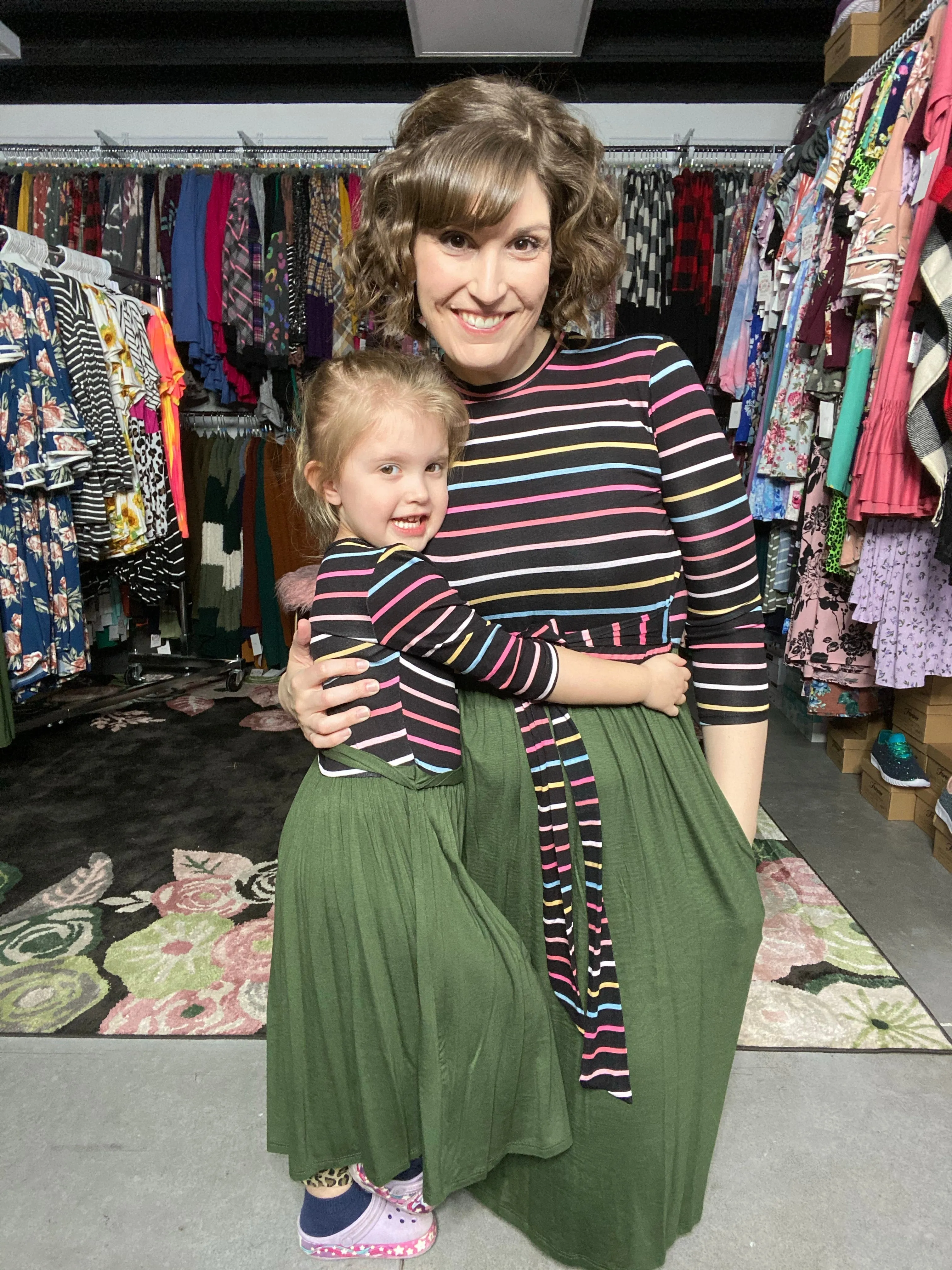 Mommy & Me Striped & Olive Dress