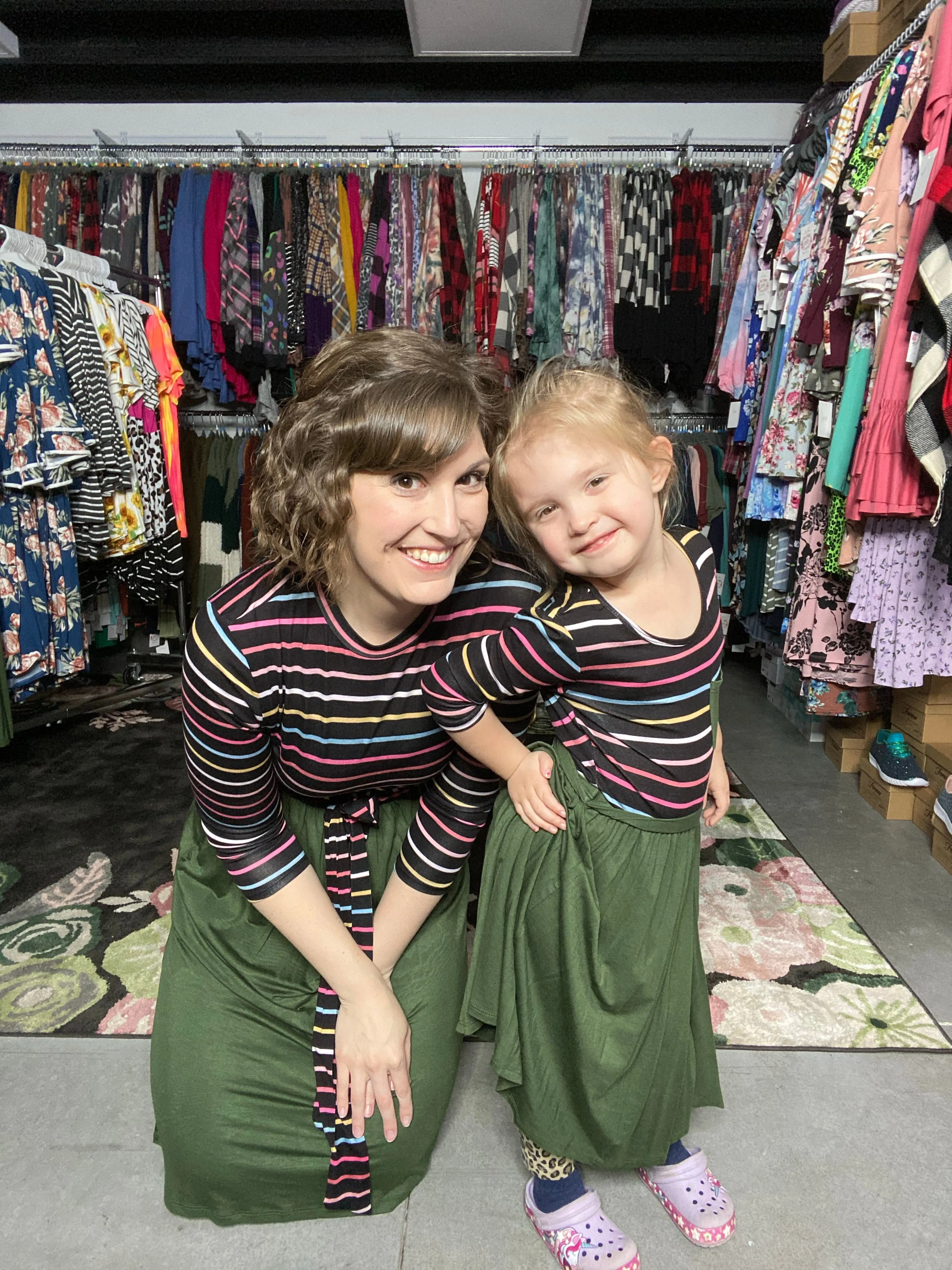 Mommy & Me Striped & Olive Dress