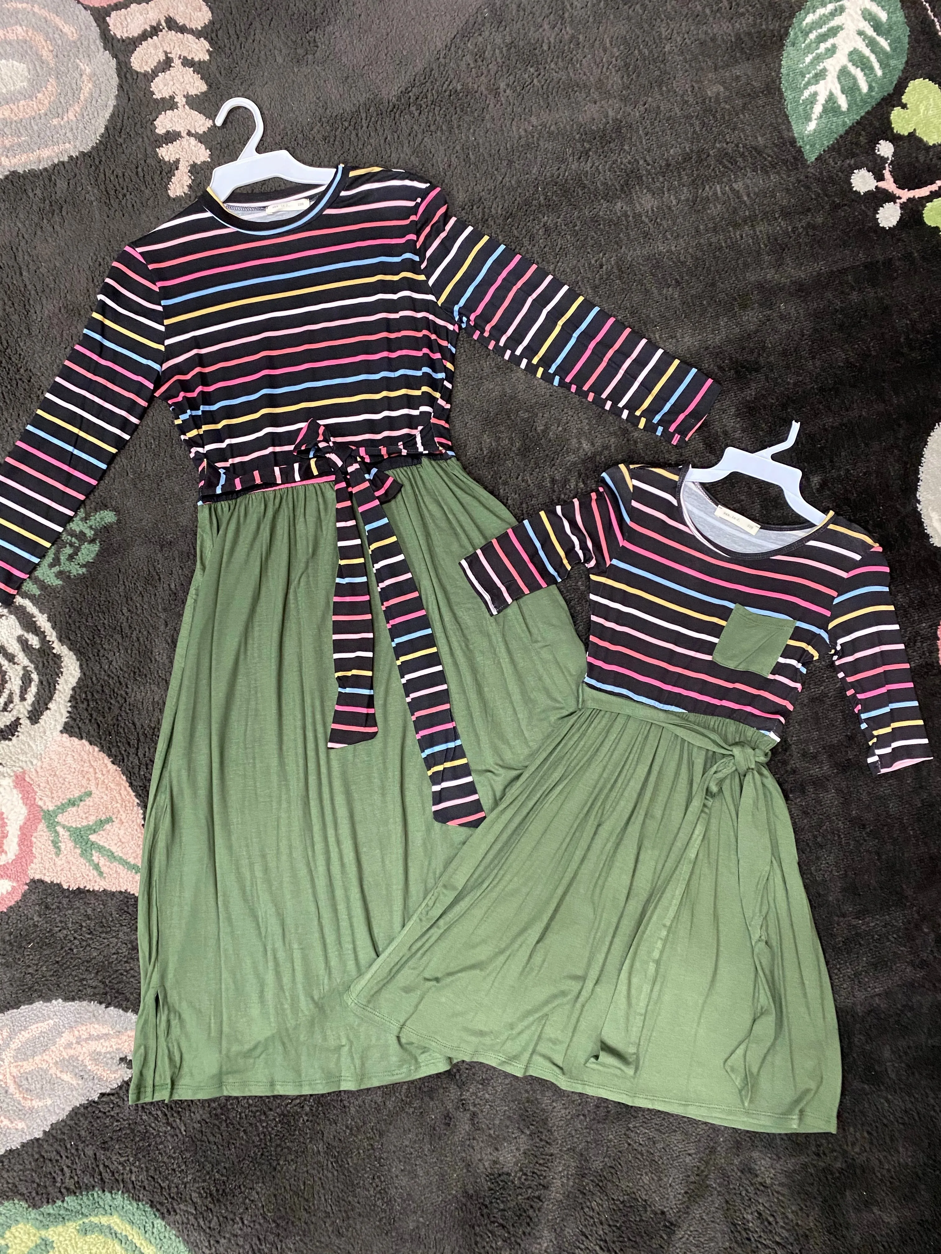 Mommy & Me Striped & Olive Dress