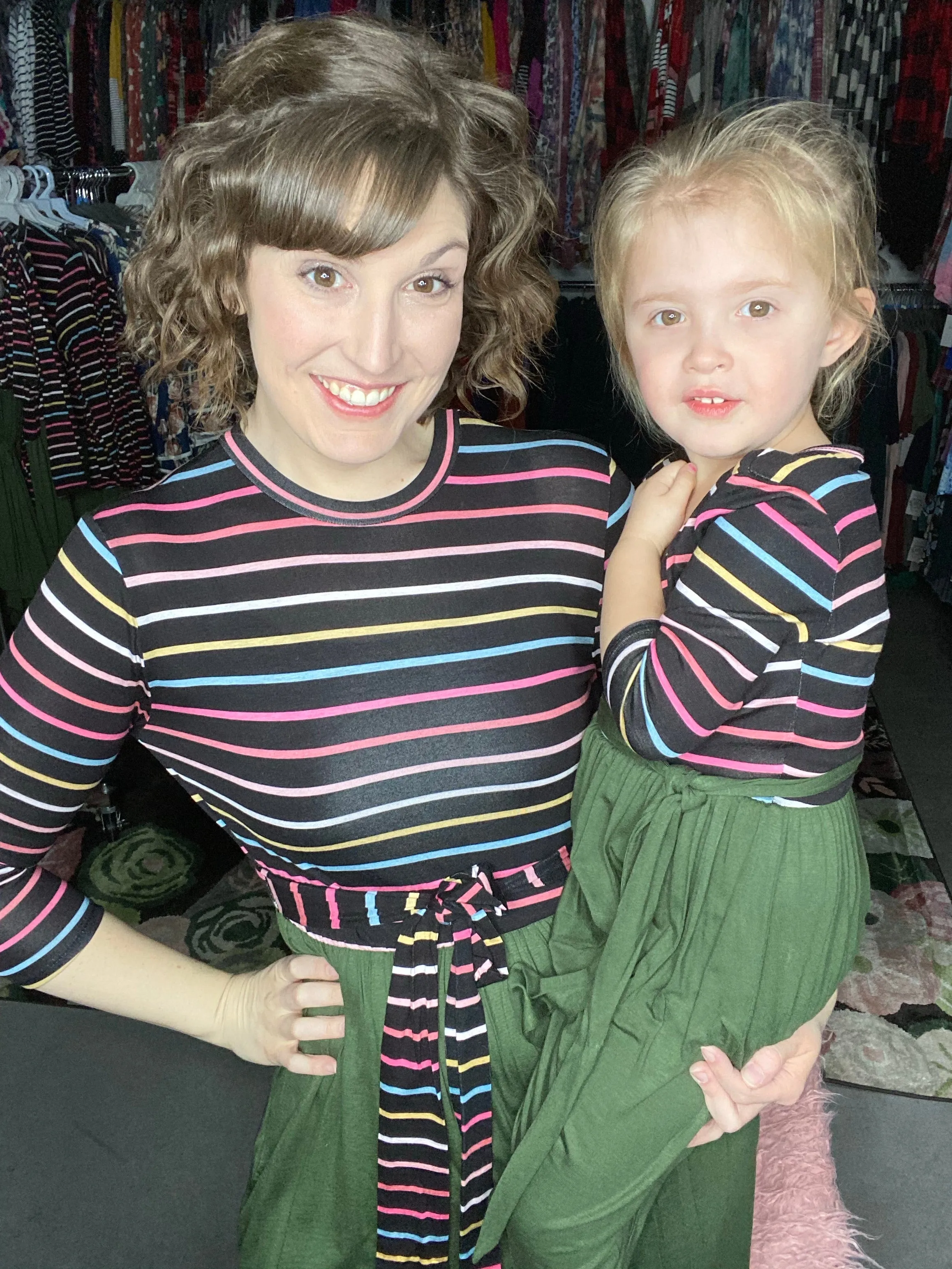 Mommy & Me Striped & Olive Dress