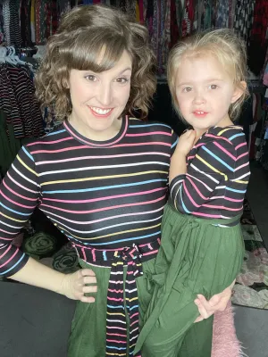 Mommy & Me Striped & Olive Dress