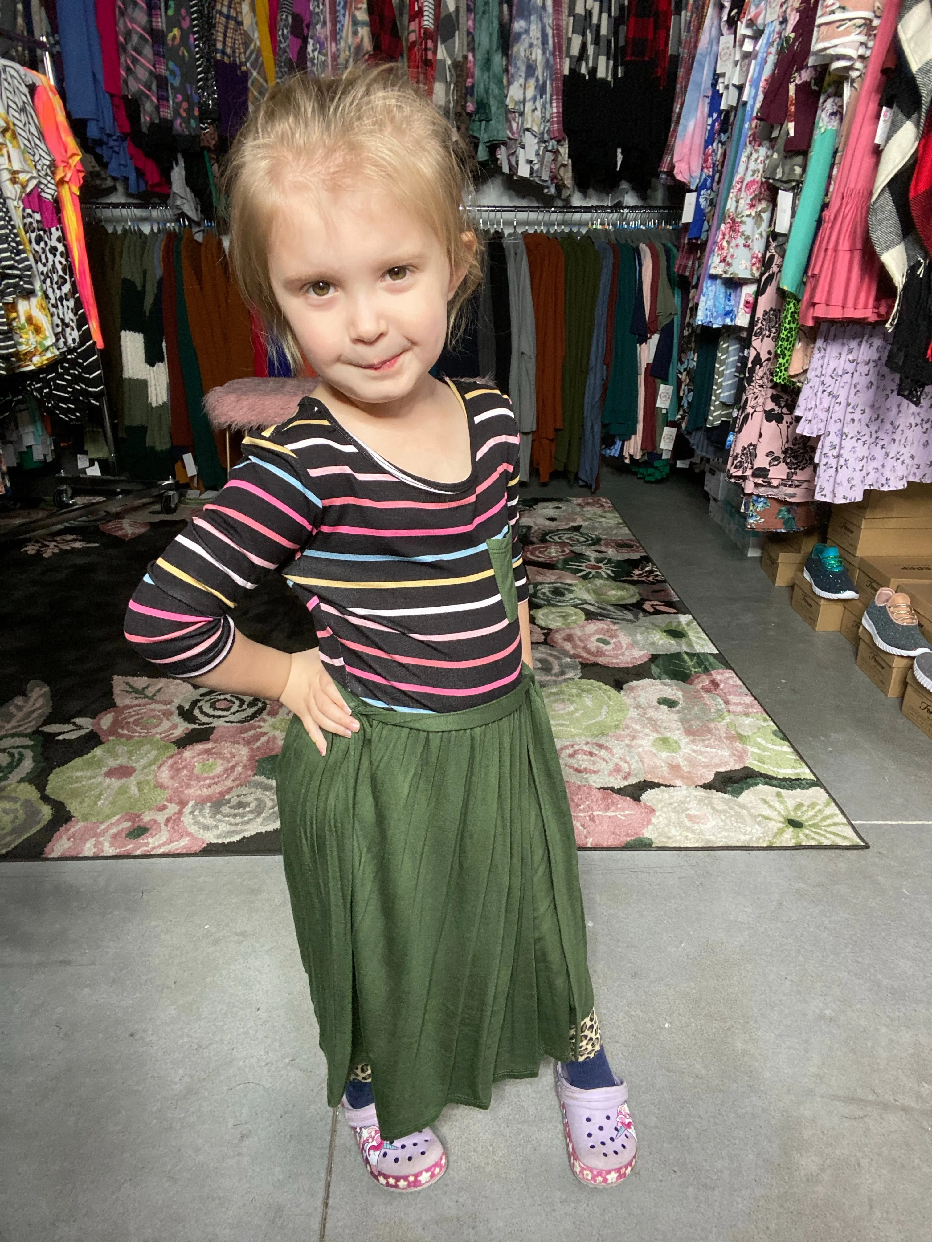 Mommy & Me Striped & Olive Dress